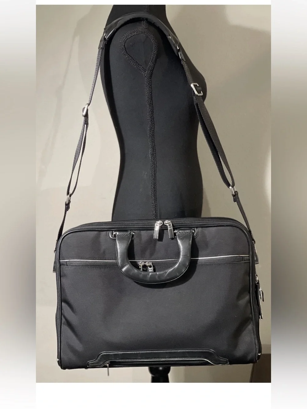 TUMI Arrivé Narita Slim Briefcase Black Ballistic Nylon Leather Laptop Bag